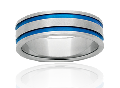 Titanium ring with blue on sale inlay